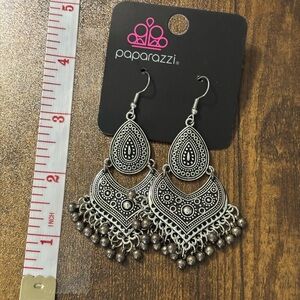 Paparazzi Intricate Silver Chandelier Earrings